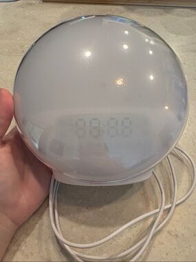 White Round Digital Alarm Clock with Lamp
